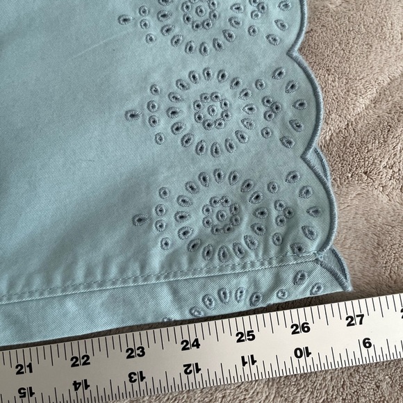 LOFT Blue Girlfriend Chino Pants Scalloped Eyelet Hem Size 10 Summer Beachy NWT - Picture 15 of 15